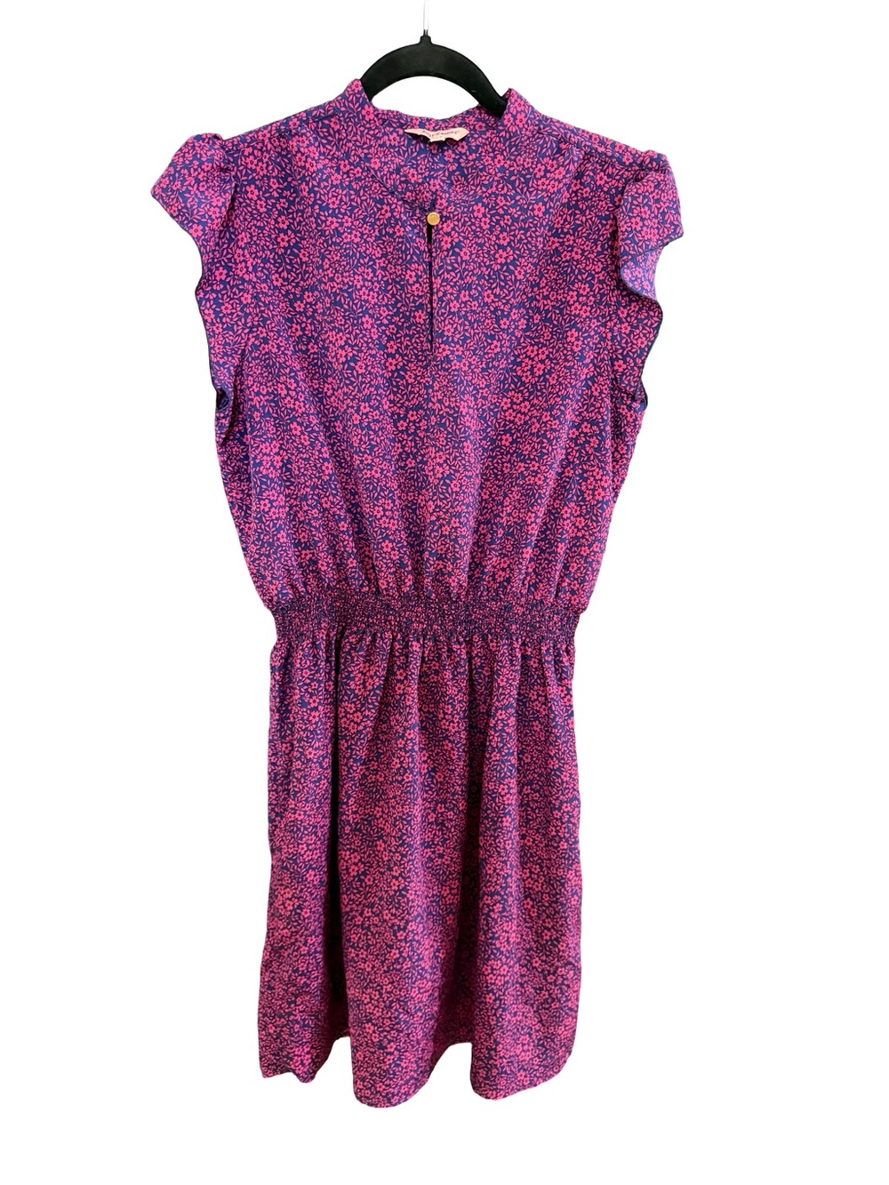 Juicy Couture Pink Floral Fit & Flare Dress Elastic Waist Size Large